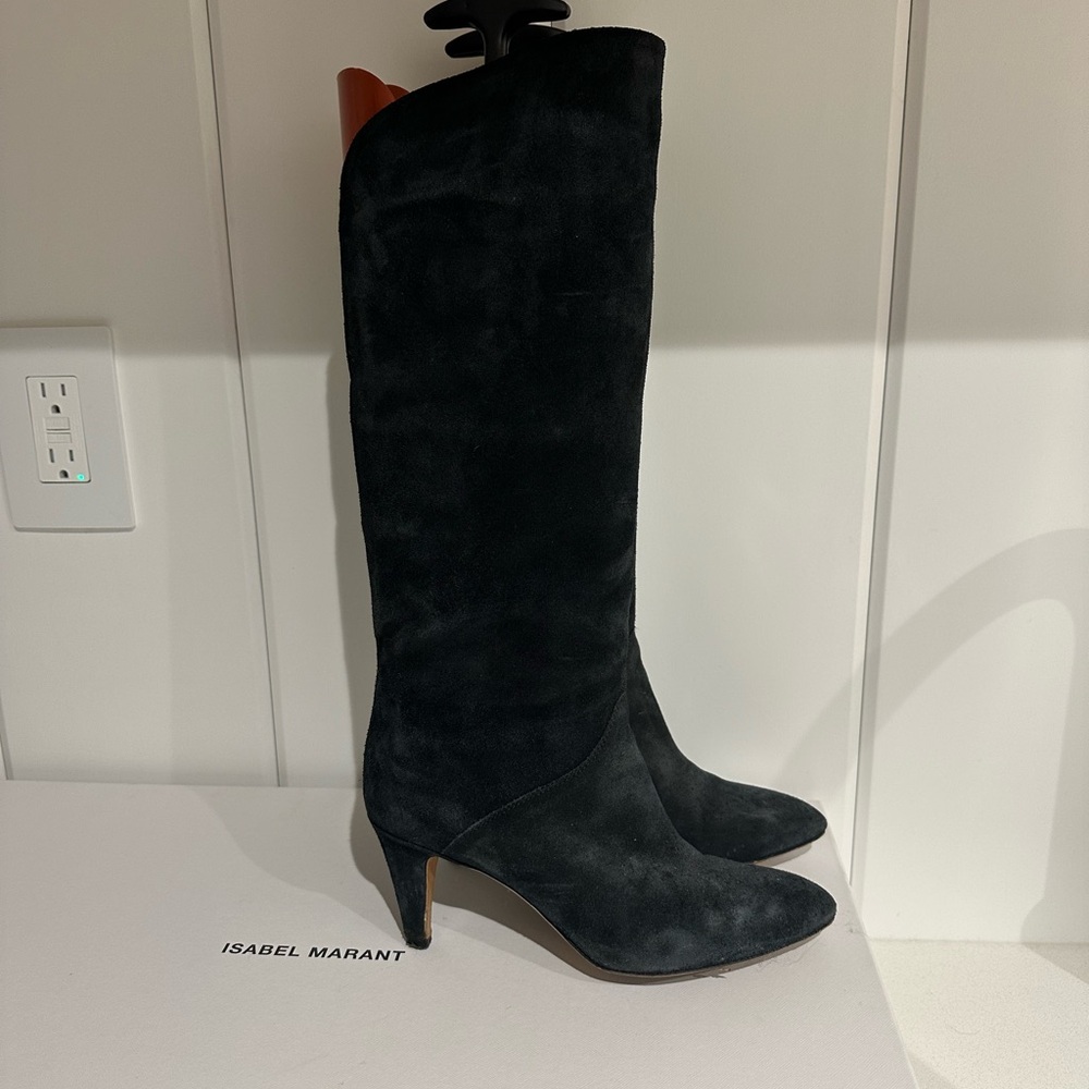 Isabel Marant Black Suede Knee-High Boots - Picture 4 of 10